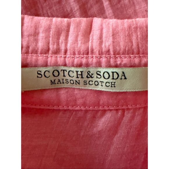 Scotch & Soda Pink Semi-Sheer Textured Button Down w/ Chest Pockets (M) - Picture 9 of 10